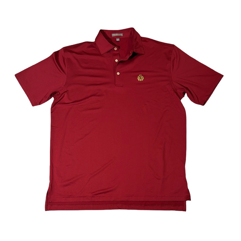 Peter Millar mens L Large red solid Sage Valley Golf summer comfort polo Shirt - Picture 1 of 4